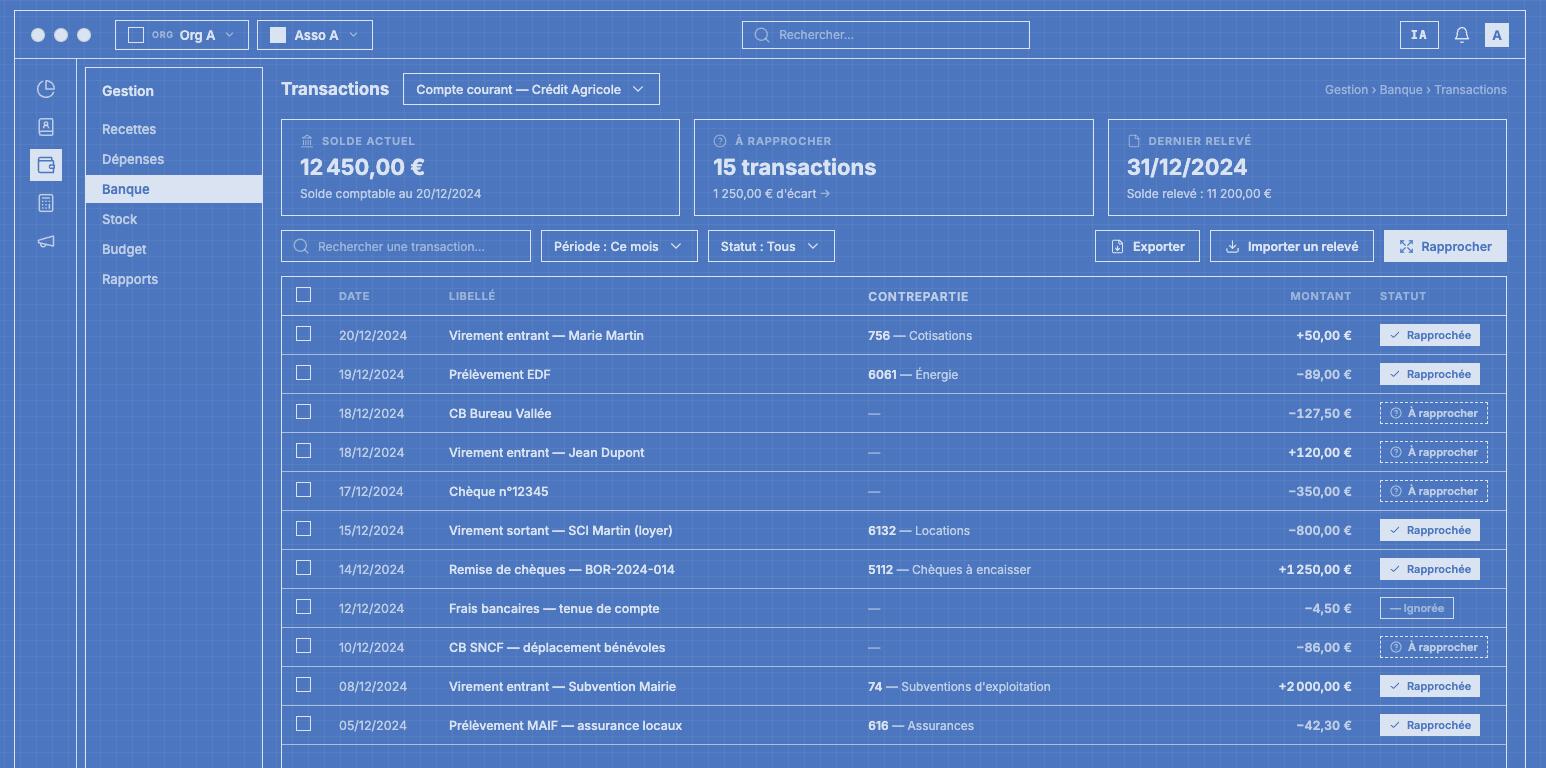 Transactions bancaires et rapprochement